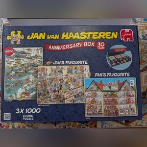 Jan van Haasteren Anniversary Box 30 Years Puzzle Set - Navy & Yellow